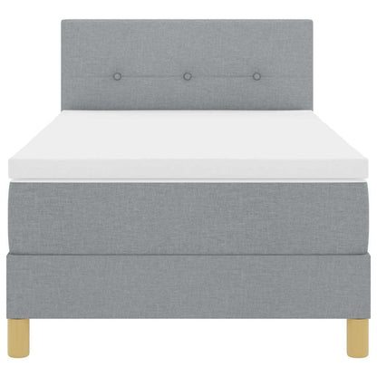 LED Boxspringbett mit Kissen Hellgrau 100 x 200 cm Stoff