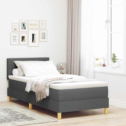 LED Boxspringbett mit Kissen Dunkelgrau 100 x 200 cm Stoff
