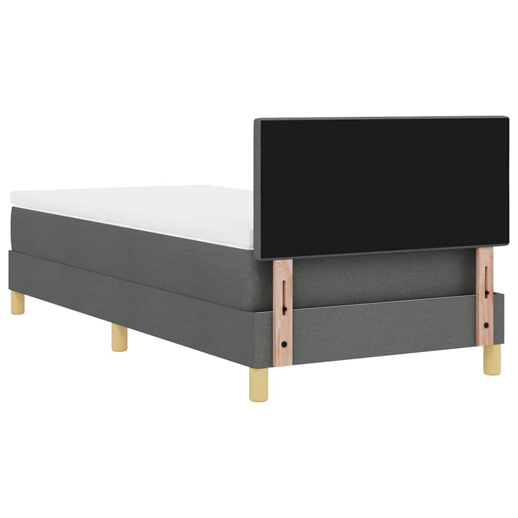LED Boxspringbett mit Kissen Dunkelgrau 100 x 200 cm Stoff