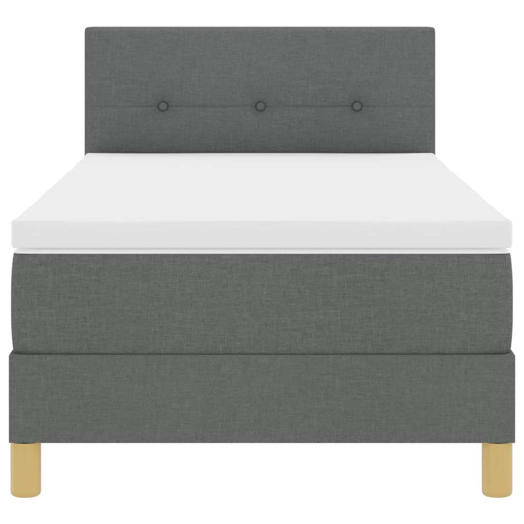 LED Boxspringbett mit Kissen Dunkelgrau 100 x 200 cm Stoff
