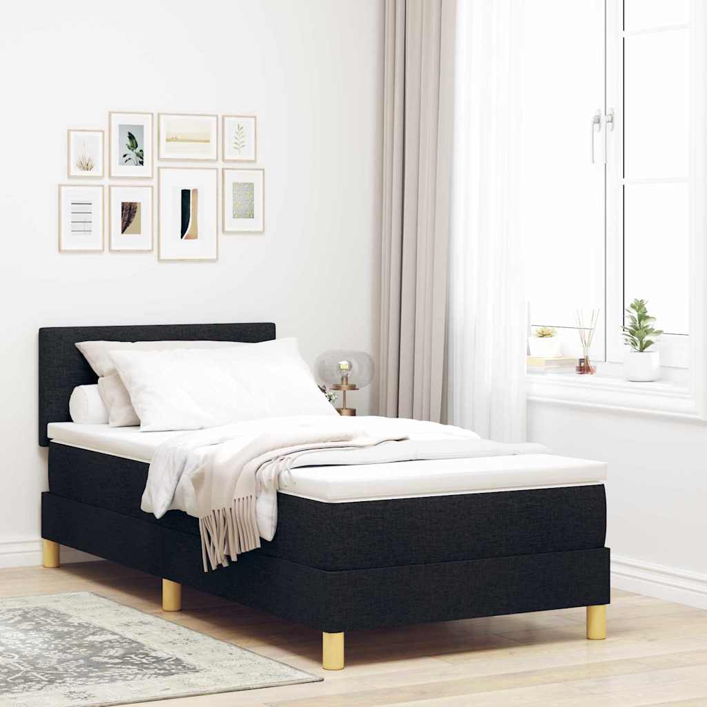 LED Boxspringbett mit Kopfteil Schwarz 100 x 200 cm Stoff