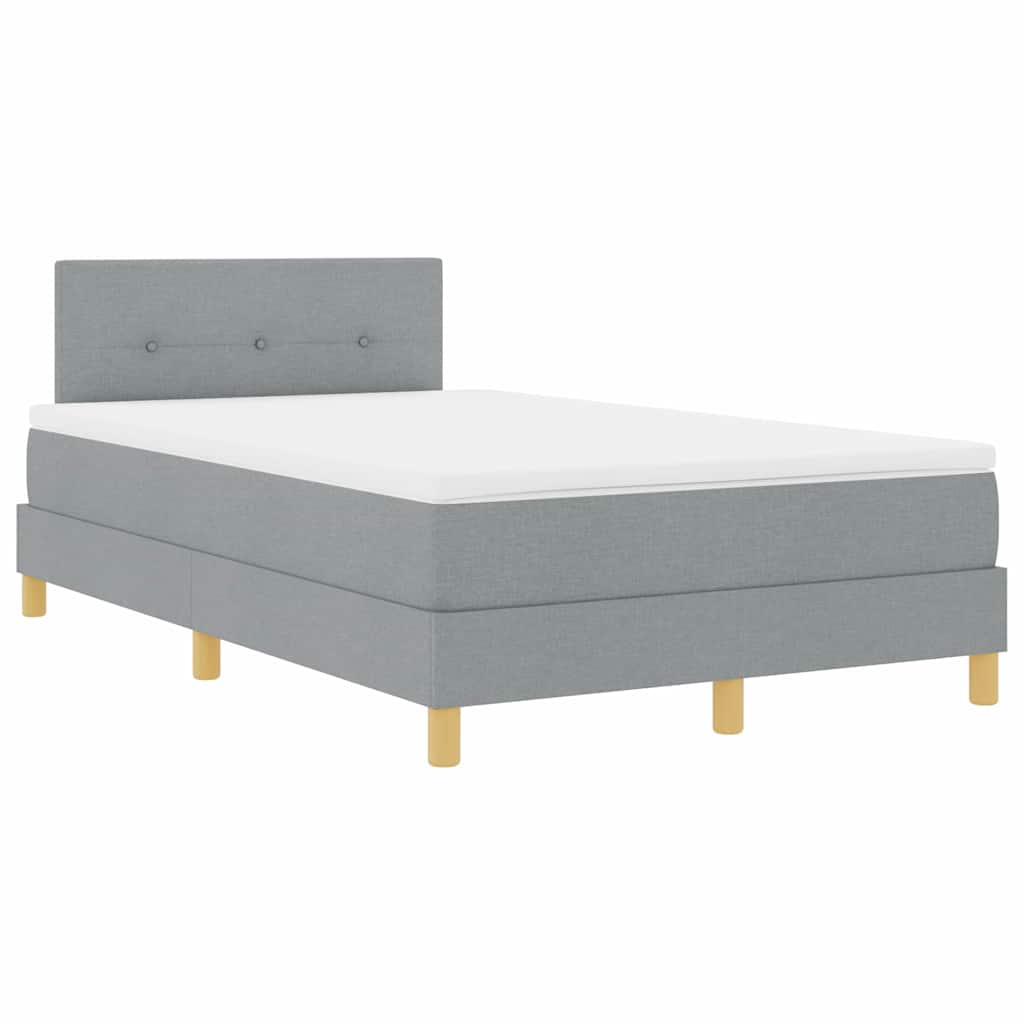 LED Boxspringbett mit Kopfteil Hellgrau 120 x 200 cm Stoff