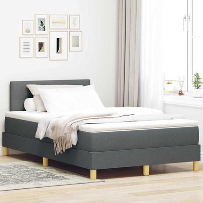 LED Boxspringbett mit Kopfteil Dunkelgrau 120 x 200 cm Stoff