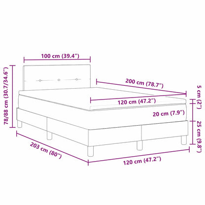 LED Boxspringbett mit Kopfteil Dunkelgrau 120 x 200 cm Stoff