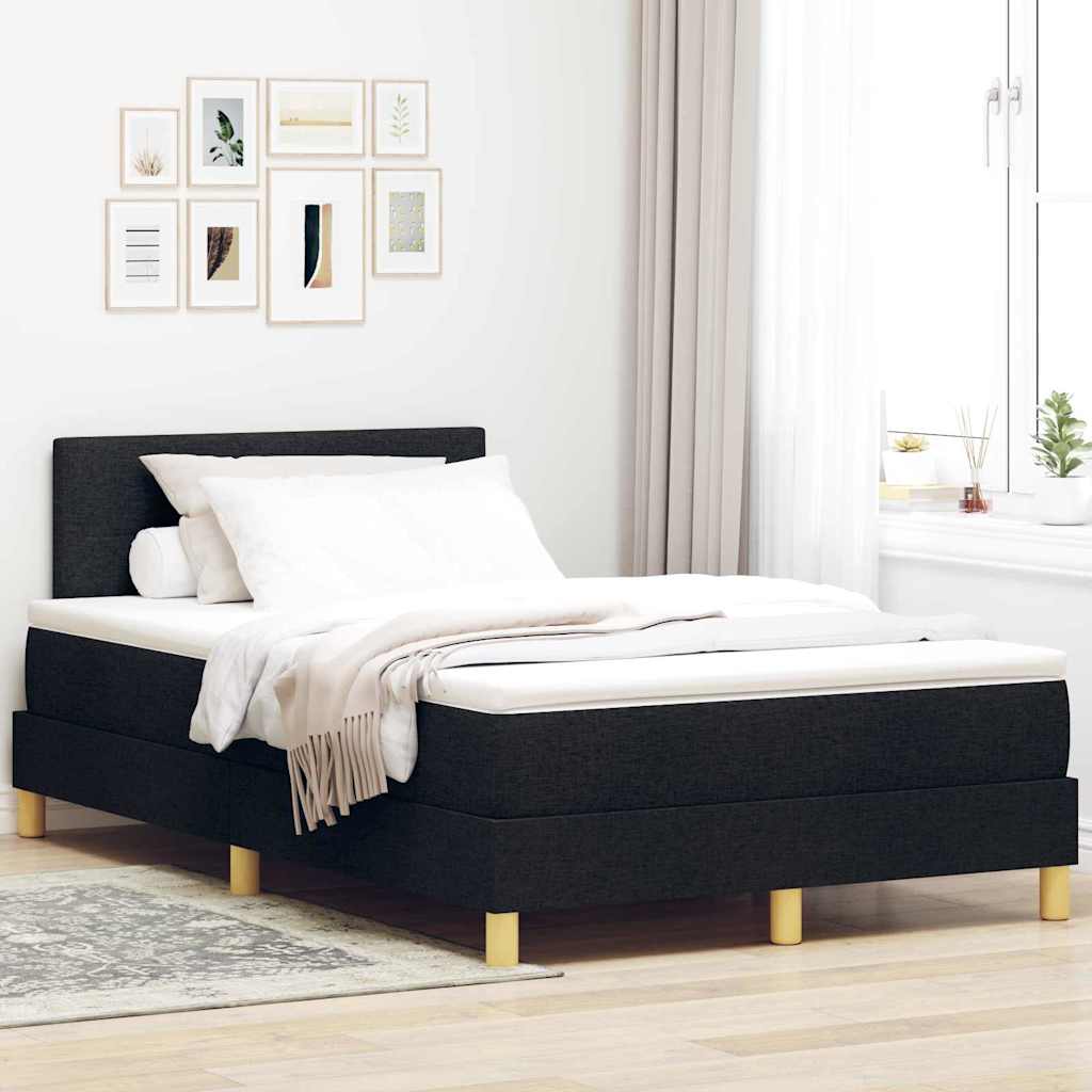 LED Boxspringbett mit Kopfteil Schwarz 120 x 200 cm Stoff