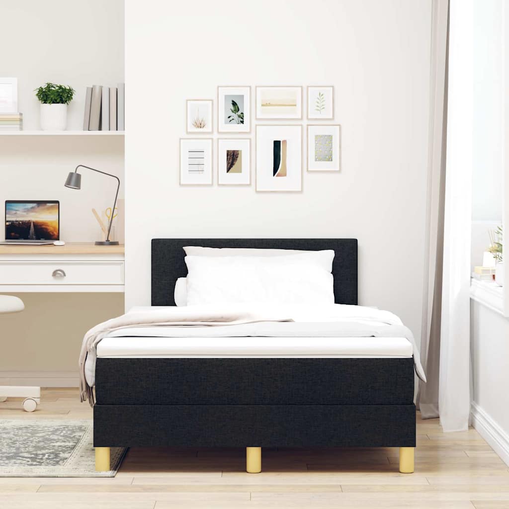 LED Boxspringbett mit Kopfteil Schwarz 120 x 200 cm Stoff