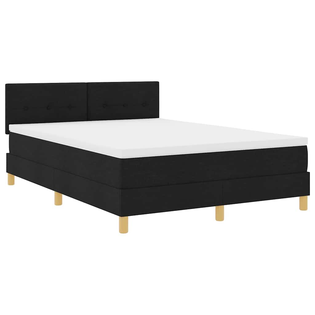 LED Boxspringbett mit Kopfteil Schwarz 140 x 190 cm Stoff
