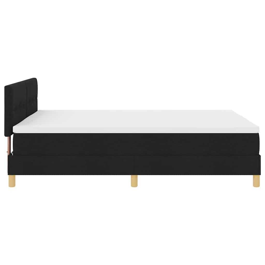 LED Boxspringbett mit Kopfteil Schwarz 140 x 190 cm Stoff