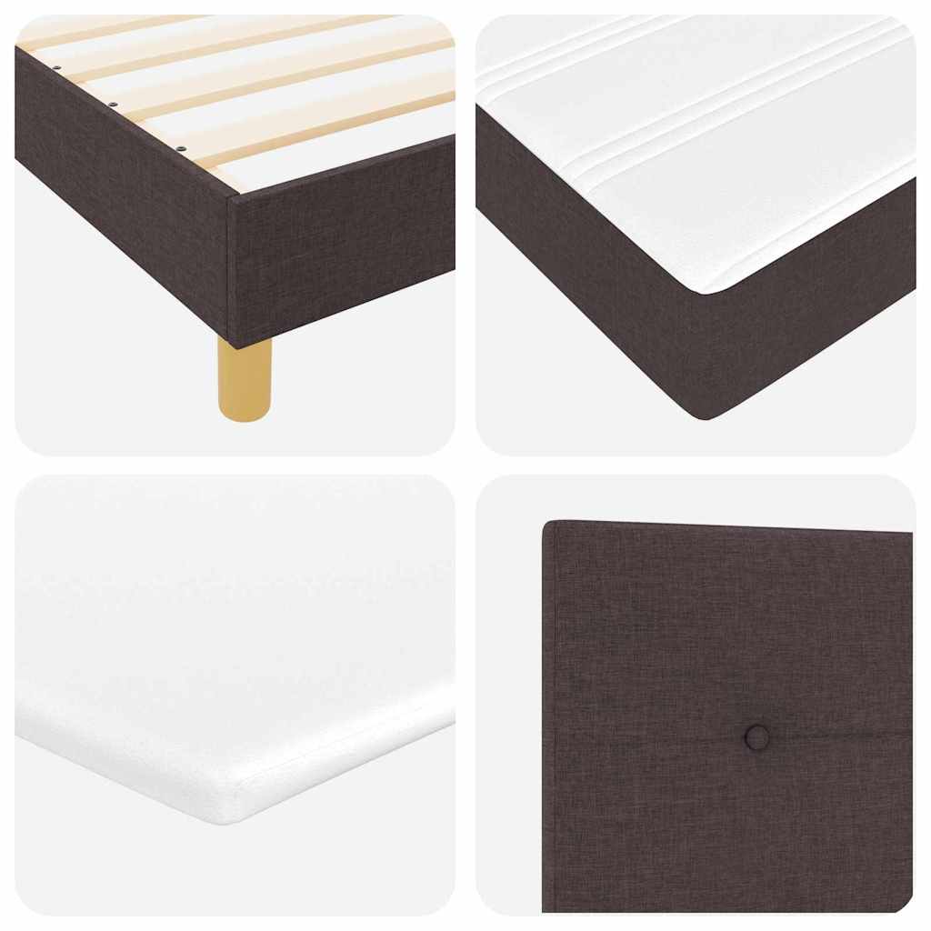 LED Boxspringbett mit Kopfteil Dunkelbraun 140 x 190 cm Stoff