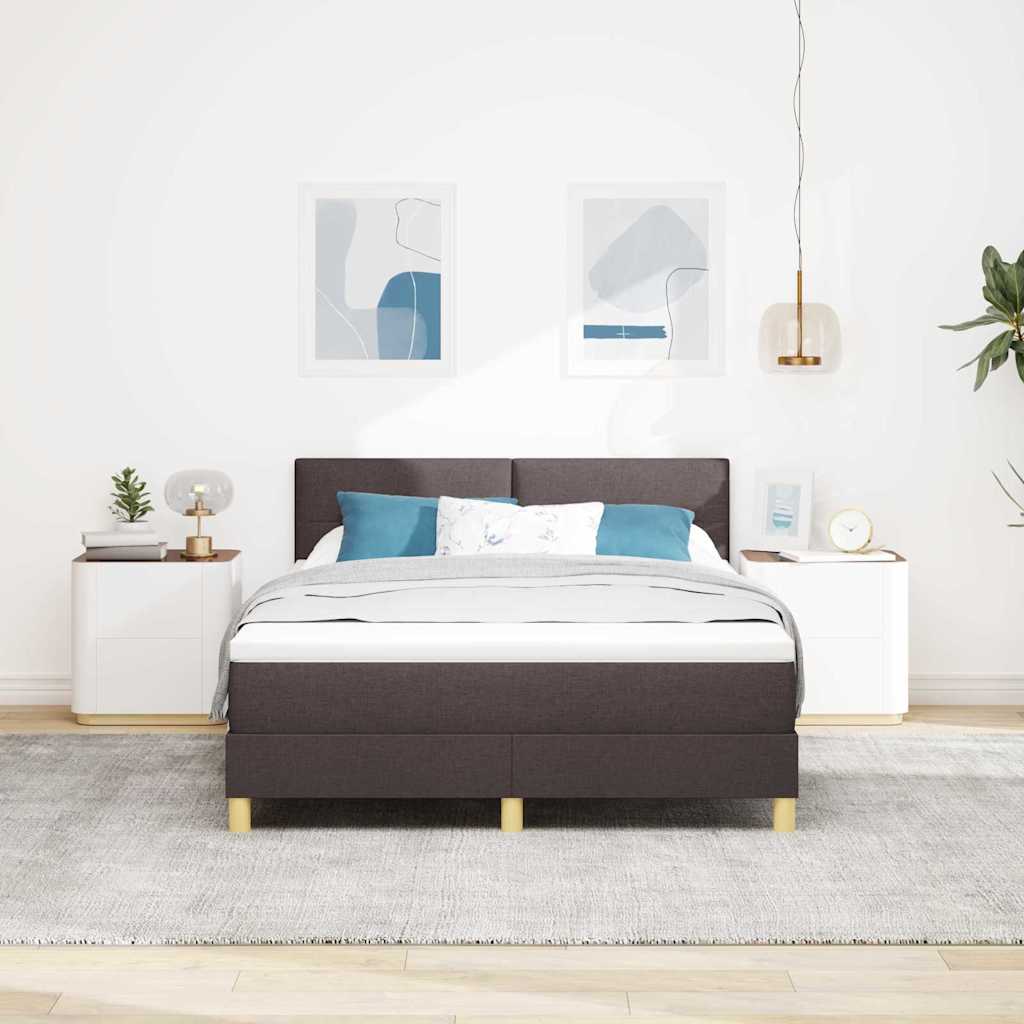 LED Boxspringbett mit Kopfteil Dunkelbraun 140 x 190 cm Stoff