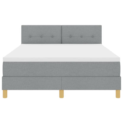 LED Boxspringbett mit Kopfteil Hellgrau 140 x 200 cm Stoff