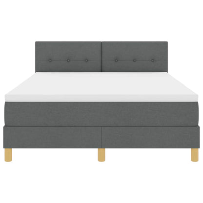 LED Boxspringbett mit Kopfteil Dunkelgrau 140 x 200 cm Stoff