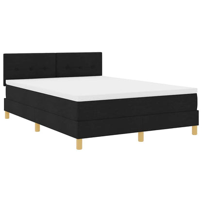LED Boxspringbett mit Kopfteil Schwarz 140 x 200 cm Stoff