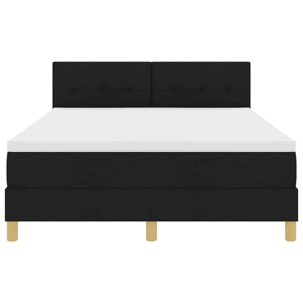 LED Boxspringbett mit Kopfteil Schwarz 140 x 200 cm Stoff