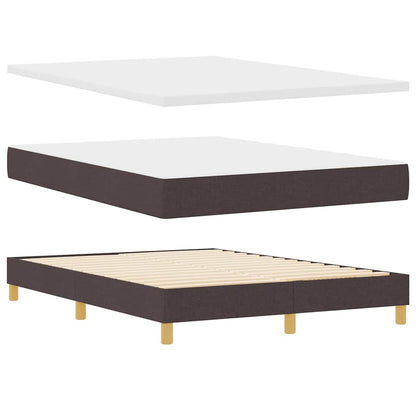 LED Boxspringbett mit Kissen Dunkelbraun 140 x 200 cm Stoff