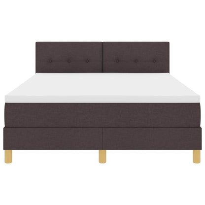 LED Boxspringbett mit Kissen Dunkelbraun 140 x 200 cm Stoff