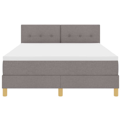 LED Boxspringbett mit LED-Lichtleisten Taupe 140 x 200 cm Stoff