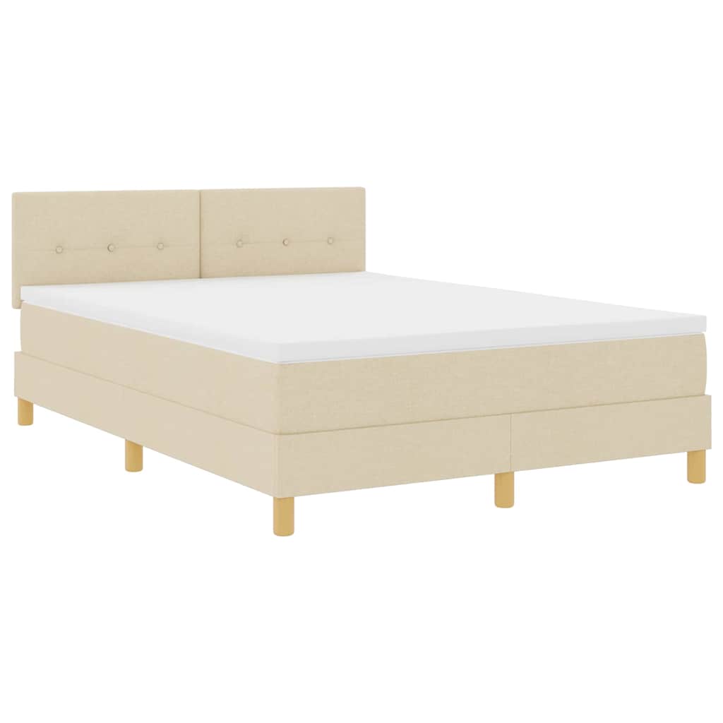 LED Boxspringbett mit LED-Lichtleisten Creme 140 x 200 cm Stoff