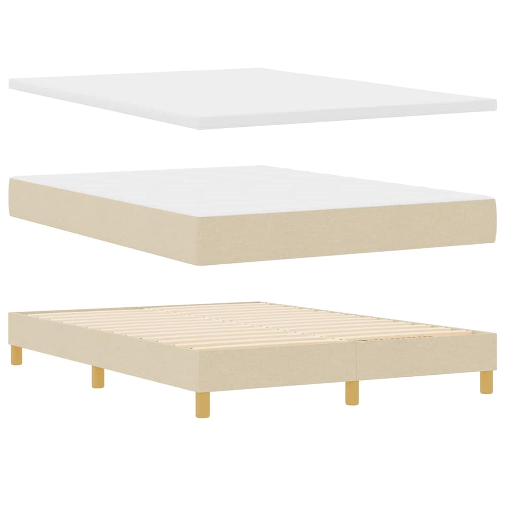 LED Boxspringbett mit LED-Lichtleisten Creme 140 x 200 cm Stoff