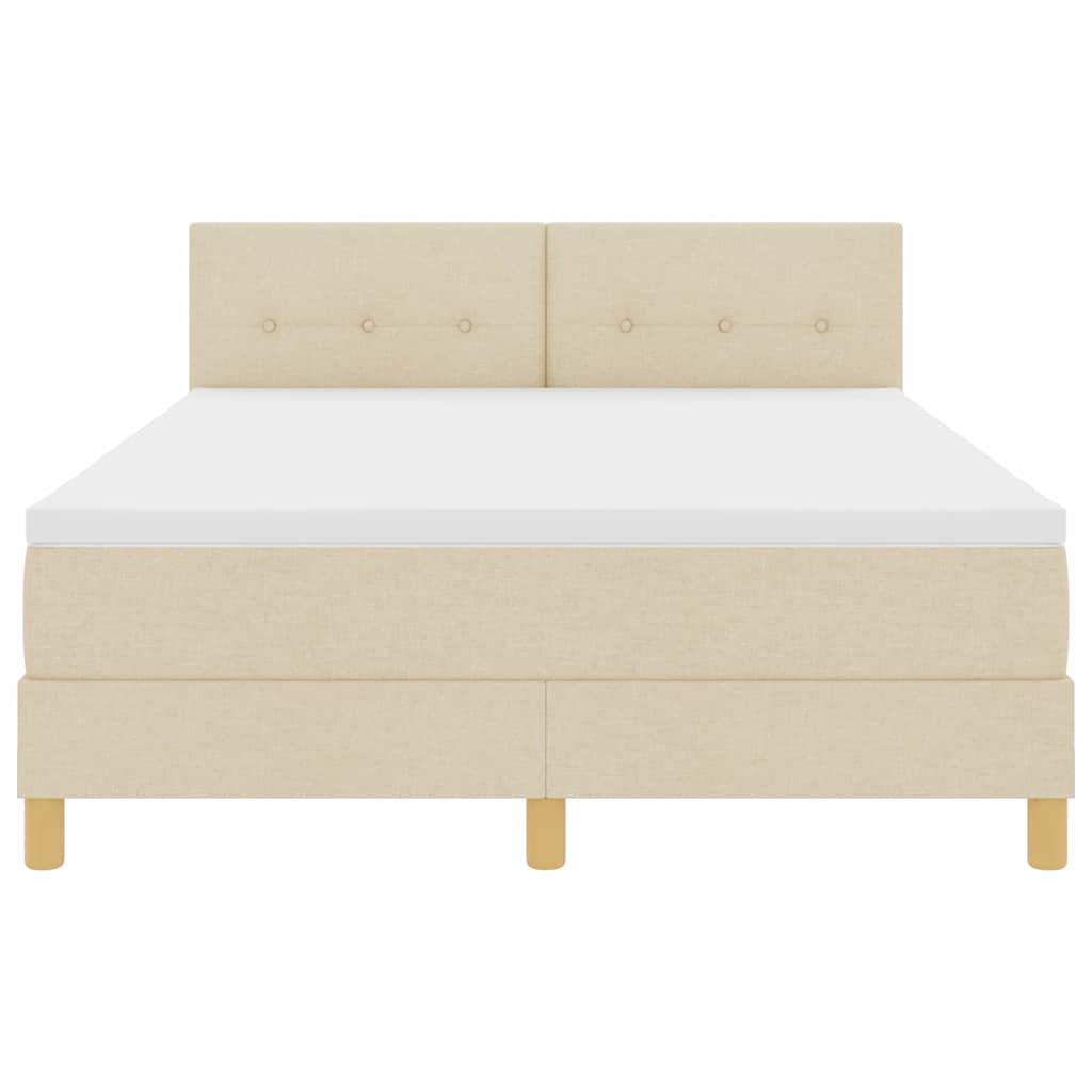 LED Boxspringbett mit LED-Lichtleisten Creme 140 x 200 cm Stoff