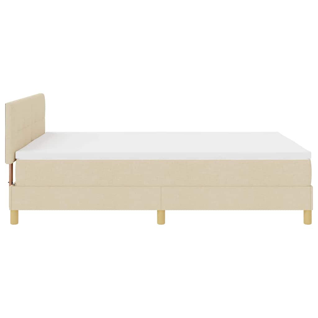 LED Boxspringbett mit LED-Lichtleisten Creme 140 x 200 cm Stoff