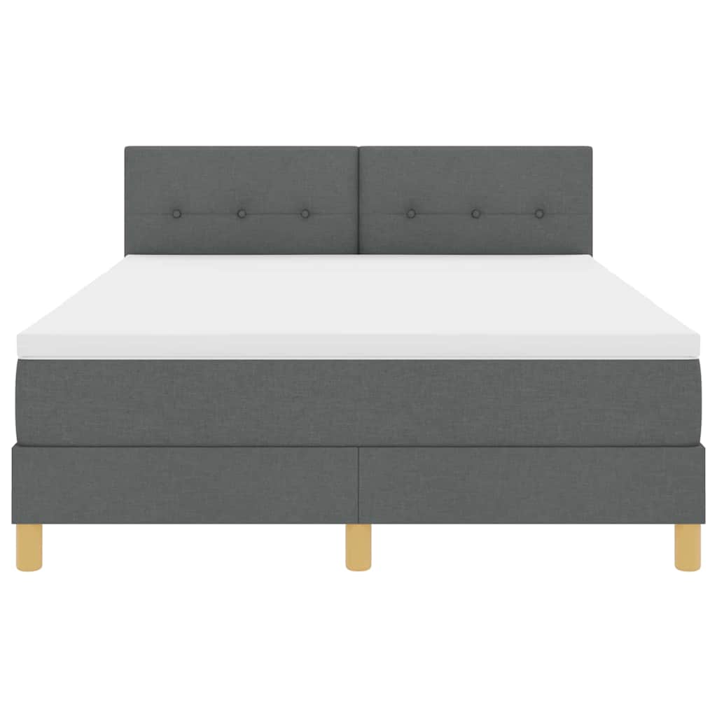 LED Boxspringbett mit Kopfteil Dunkelgrau 160 x 200 cm Stoff