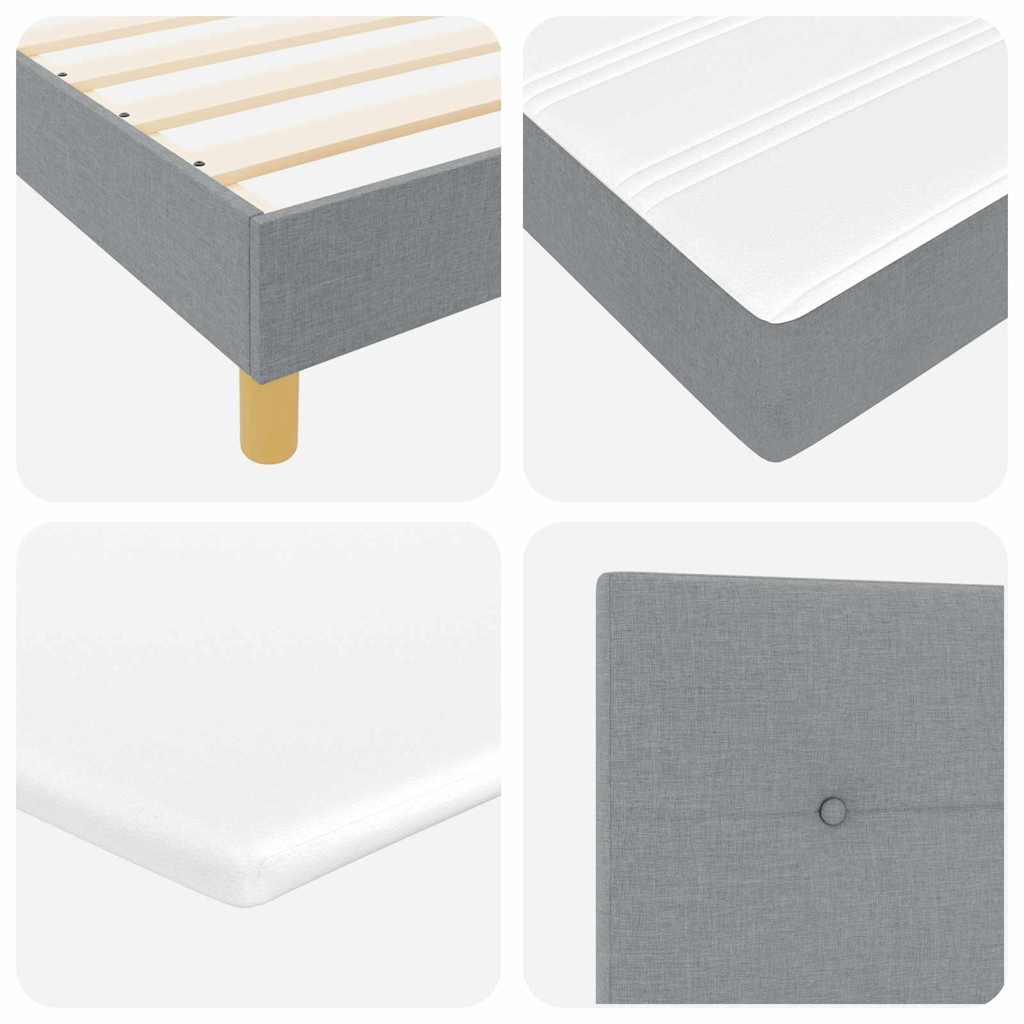 LED Boxspringbett mit Kopfteil Hellgrau 180 x 200 cm Stoff