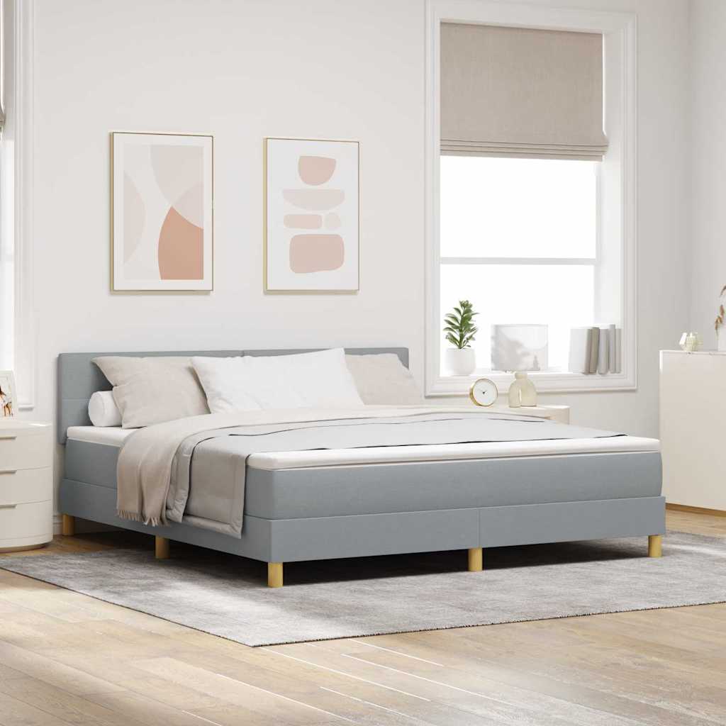 LED Boxspringbett mit Kopfteil Hellgrau 180 x 200 cm Stoff