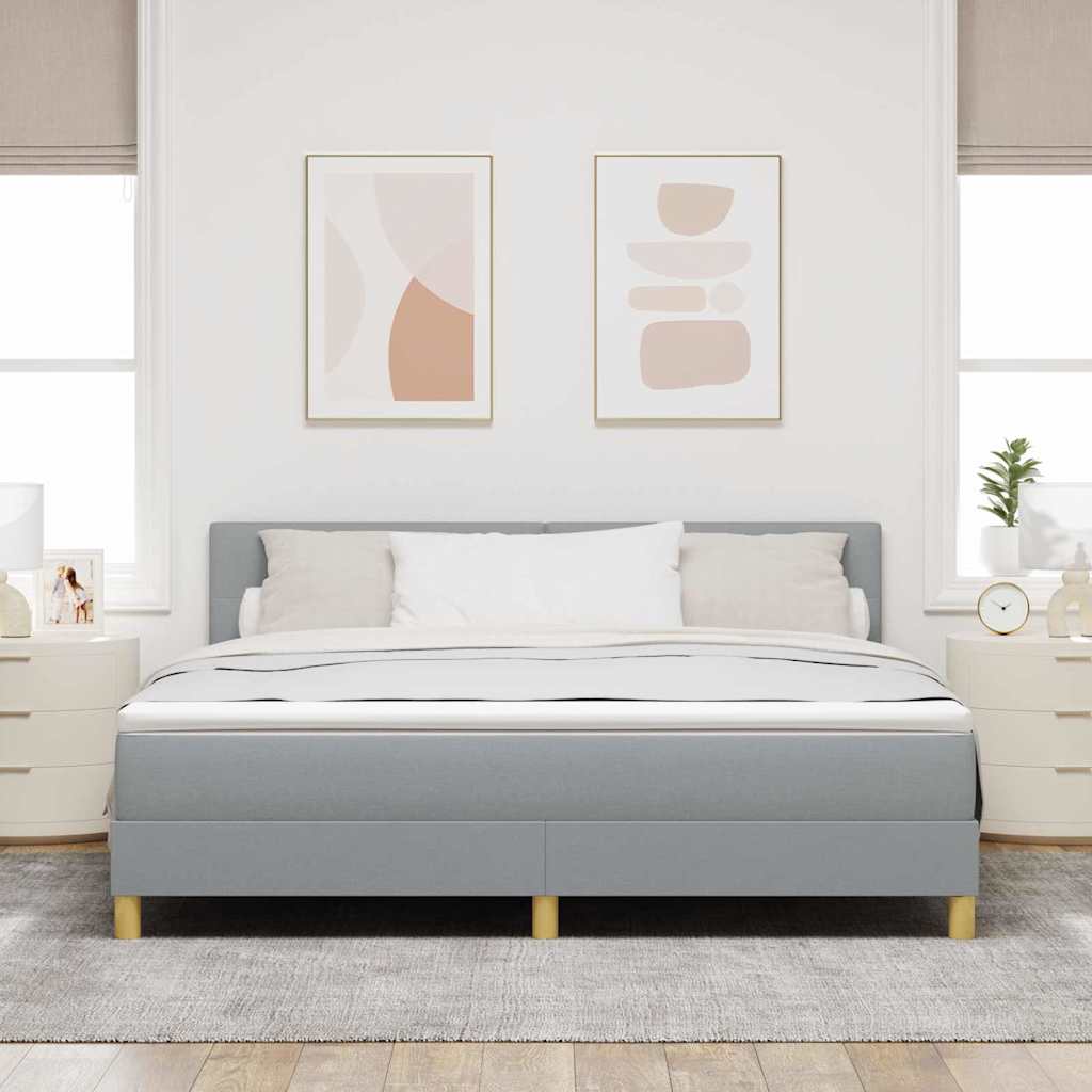 LED Boxspringbett mit Kopfteil Hellgrau 180 x 200 cm Stoff