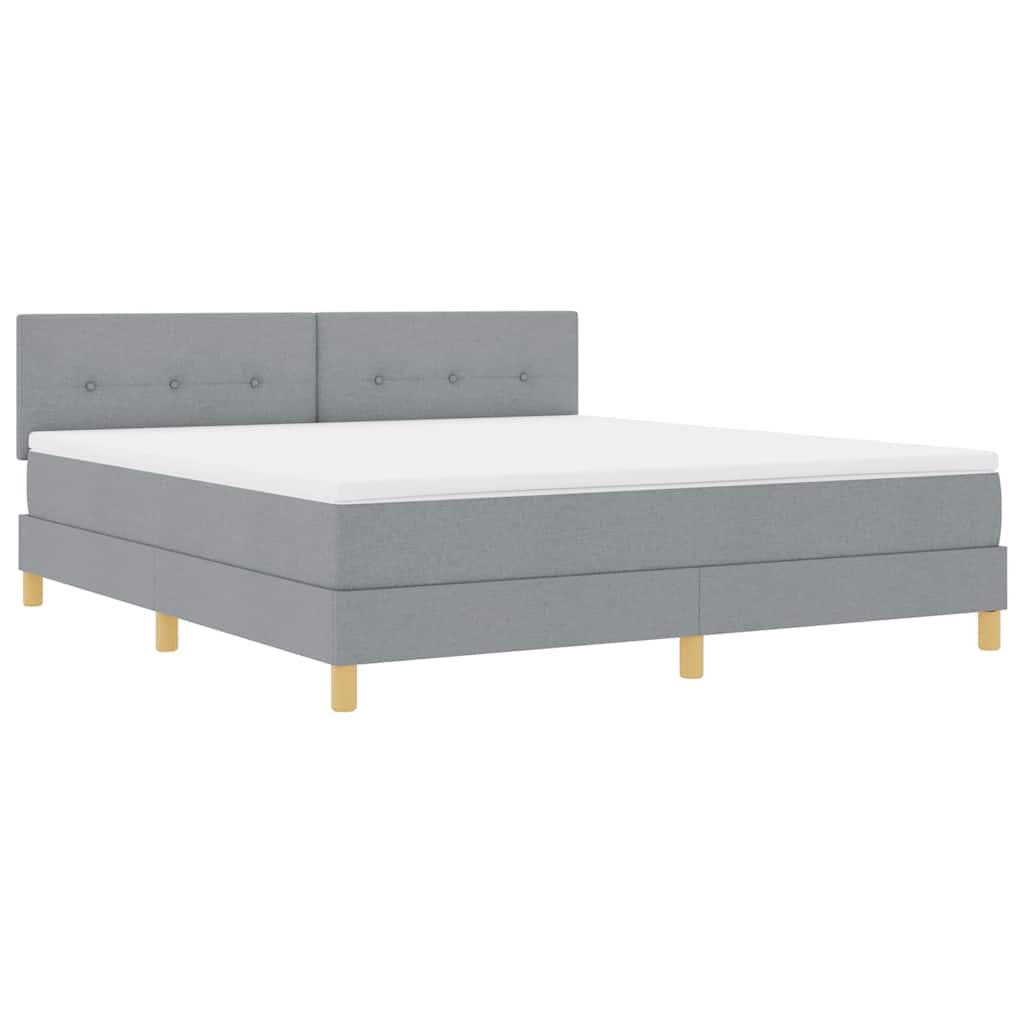 LED Boxspringbett mit Kopfteil Hellgrau 180 x 200 cm Stoff