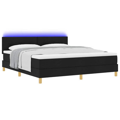LED Boxspringbett mit Kopfteil Schwarz 180 x 200 cm Stoff