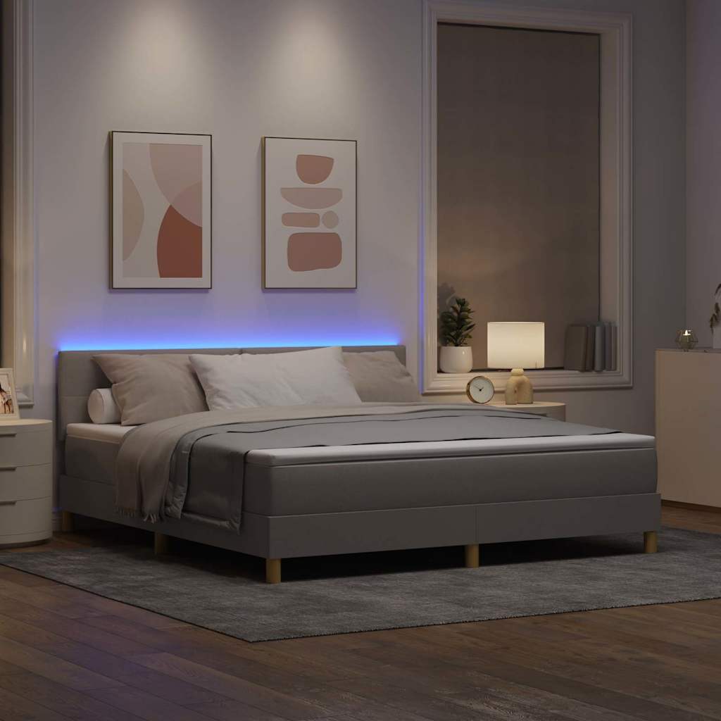 LED Boxspringbett mit LED-Lichtleisten Taupe 180 x 200 cm Stoff