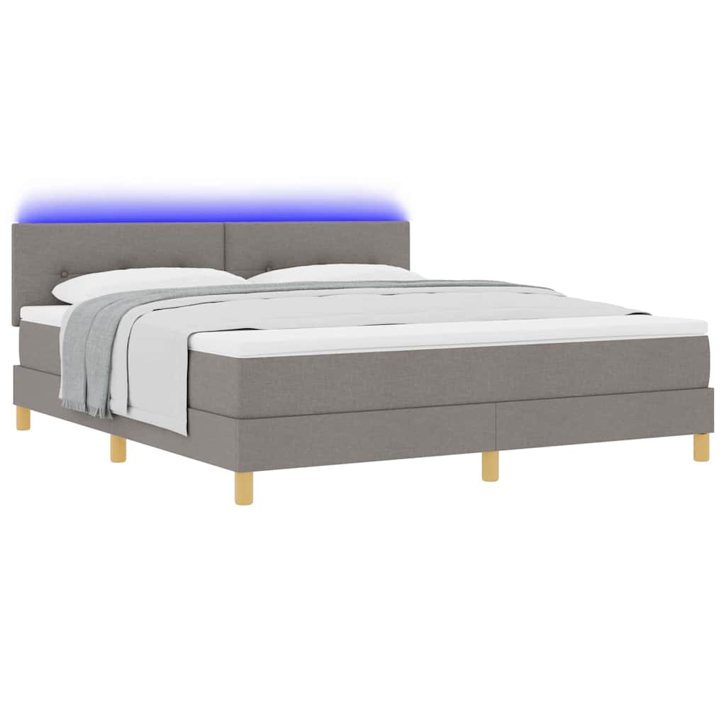 LED Boxspringbett mit LED-Lichtleisten Taupe 180 x 200 cm Stoff