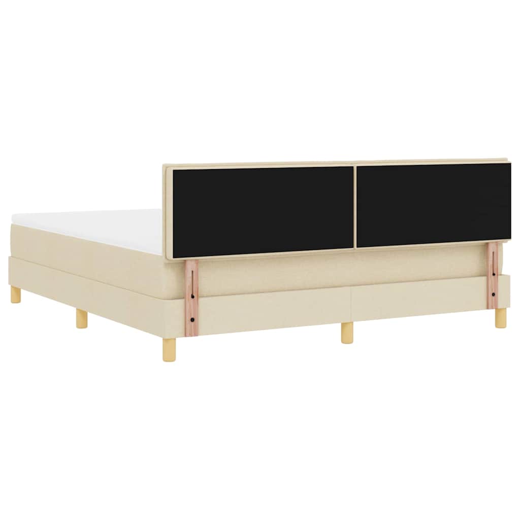 LED Boxspringbett mit LED-Lichtleisten Creme 180 x 200 cm Stoff