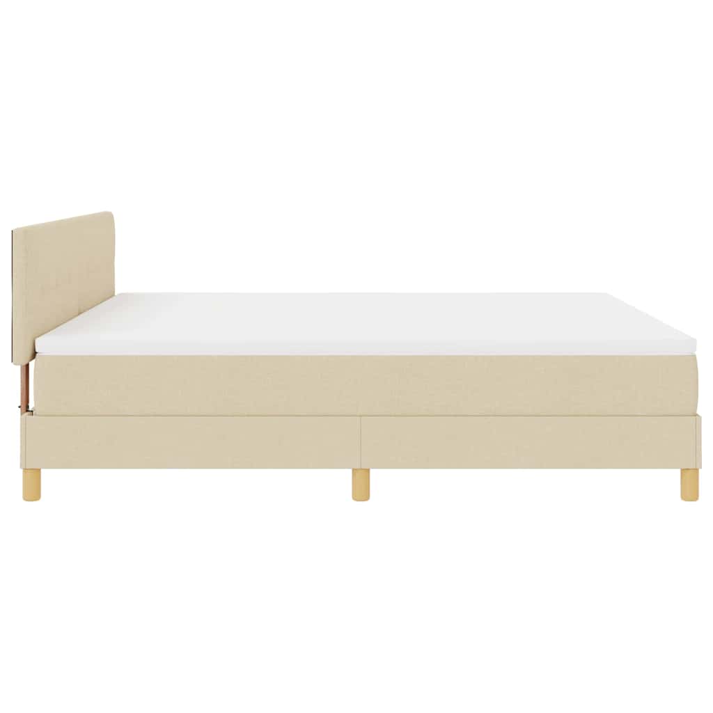 LED Boxspringbett mit LED-Lichtleisten Creme 180 x 200 cm Stoff