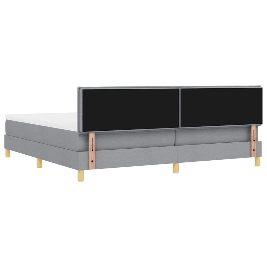 LED Boxspringbett mit Kopfteil Hellgrau 200 x 200 cm Stoff