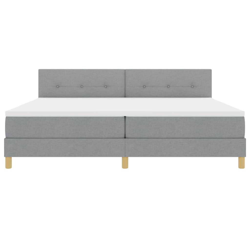 LED Boxspringbett mit Kopfteil Hellgrau 200 x 200 cm Stoff