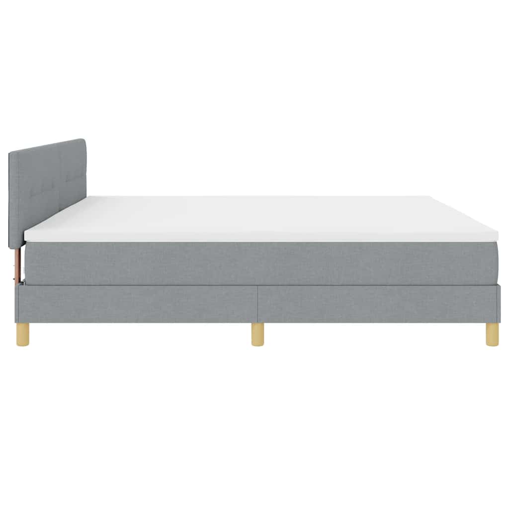 LED Boxspringbett mit Kopfteil Hellgrau 200 x 200 cm Stoff