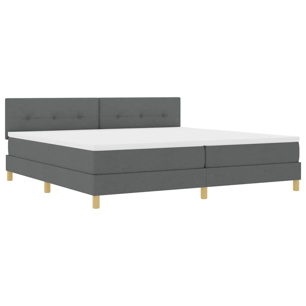 LED Boxspringbett mit Kopfteil Dunkelgrau 200 x 200 cm Stoff