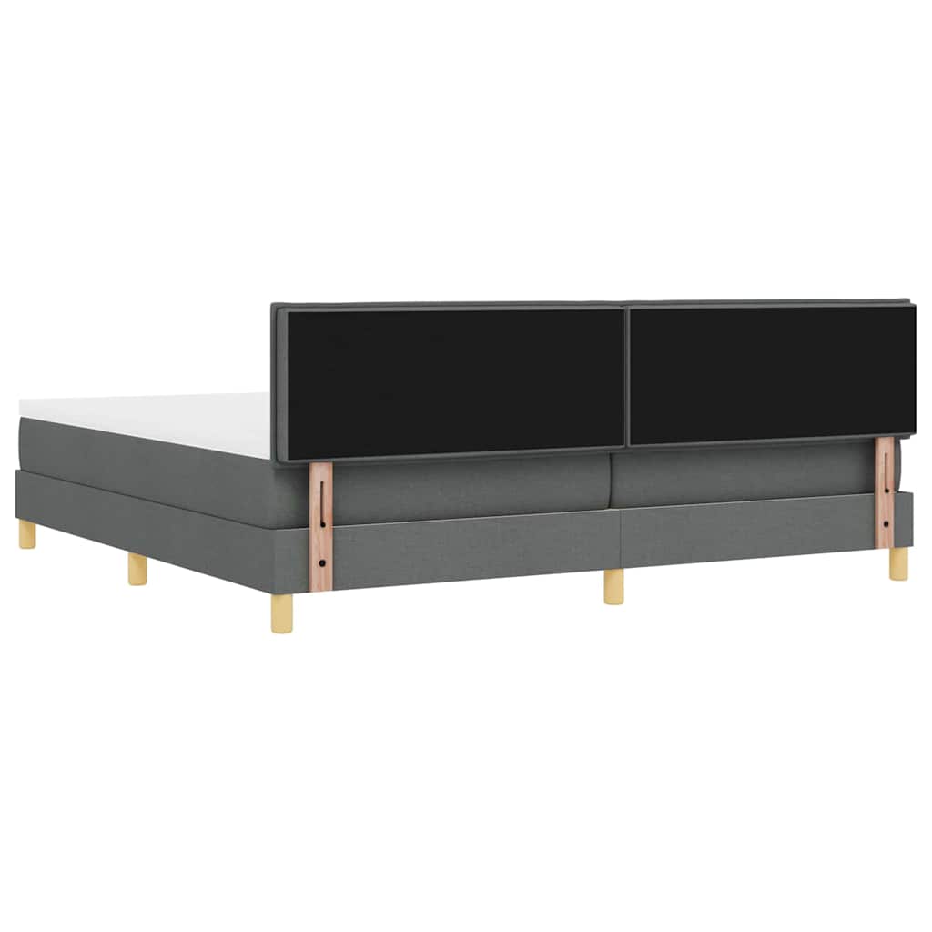 LED Boxspringbett mit Kopfteil Dunkelgrau 200 x 200 cm Stoff