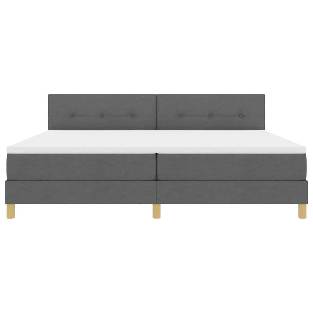LED Boxspringbett mit Kopfteil Dunkelgrau 200 x 200 cm Stoff