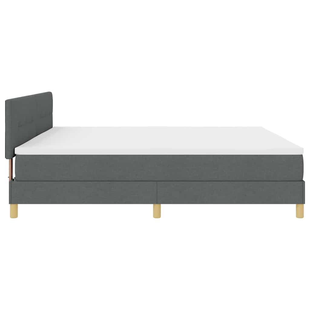 LED Boxspringbett mit Kopfteil Dunkelgrau 200 x 200 cm Stoff