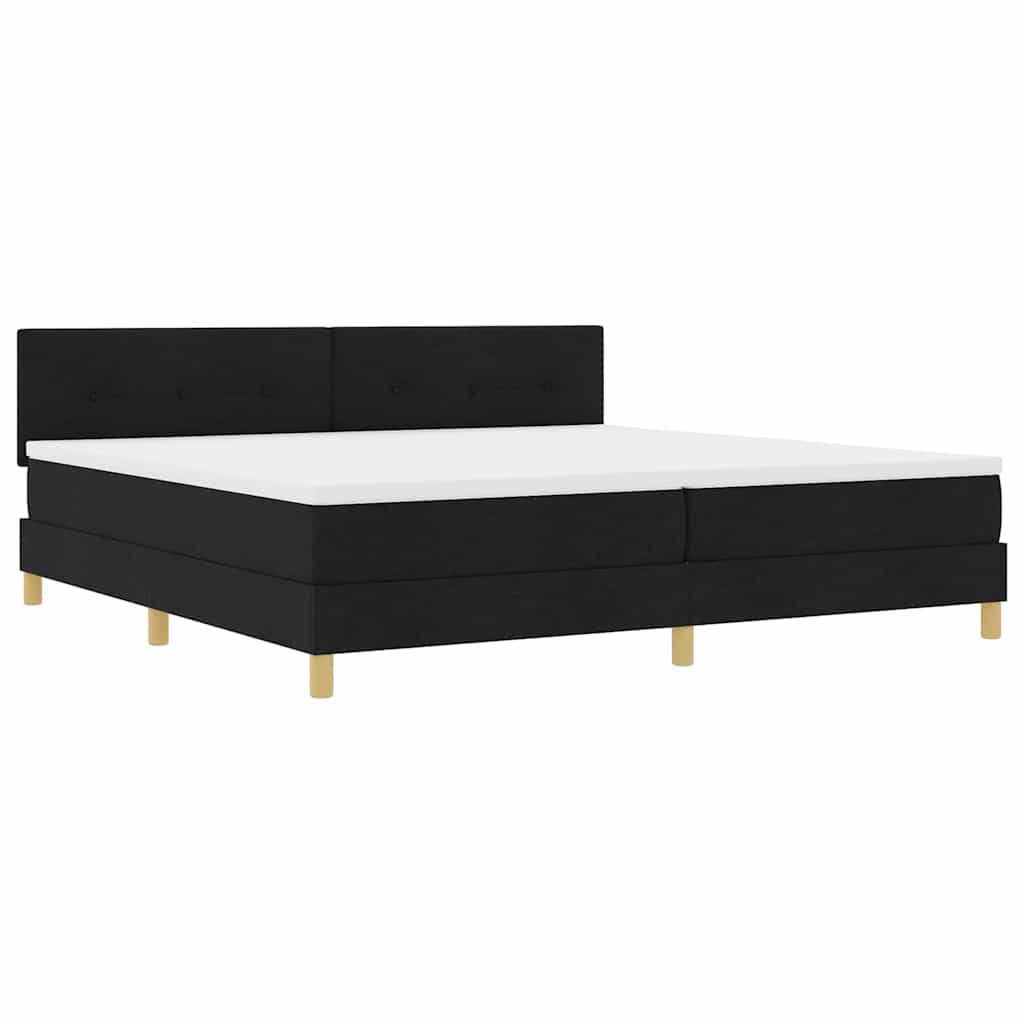 LED Boxspringbett mit Kopfteil Schwarz 200 x 200 cm Stoff