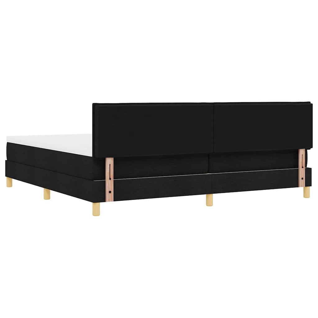 LED Boxspringbett mit Kopfteil Schwarz 200 x 200 cm Stoff