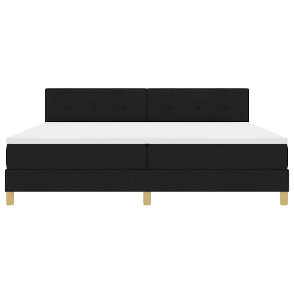 LED Boxspringbett mit Kopfteil Schwarz 200 x 200 cm Stoff