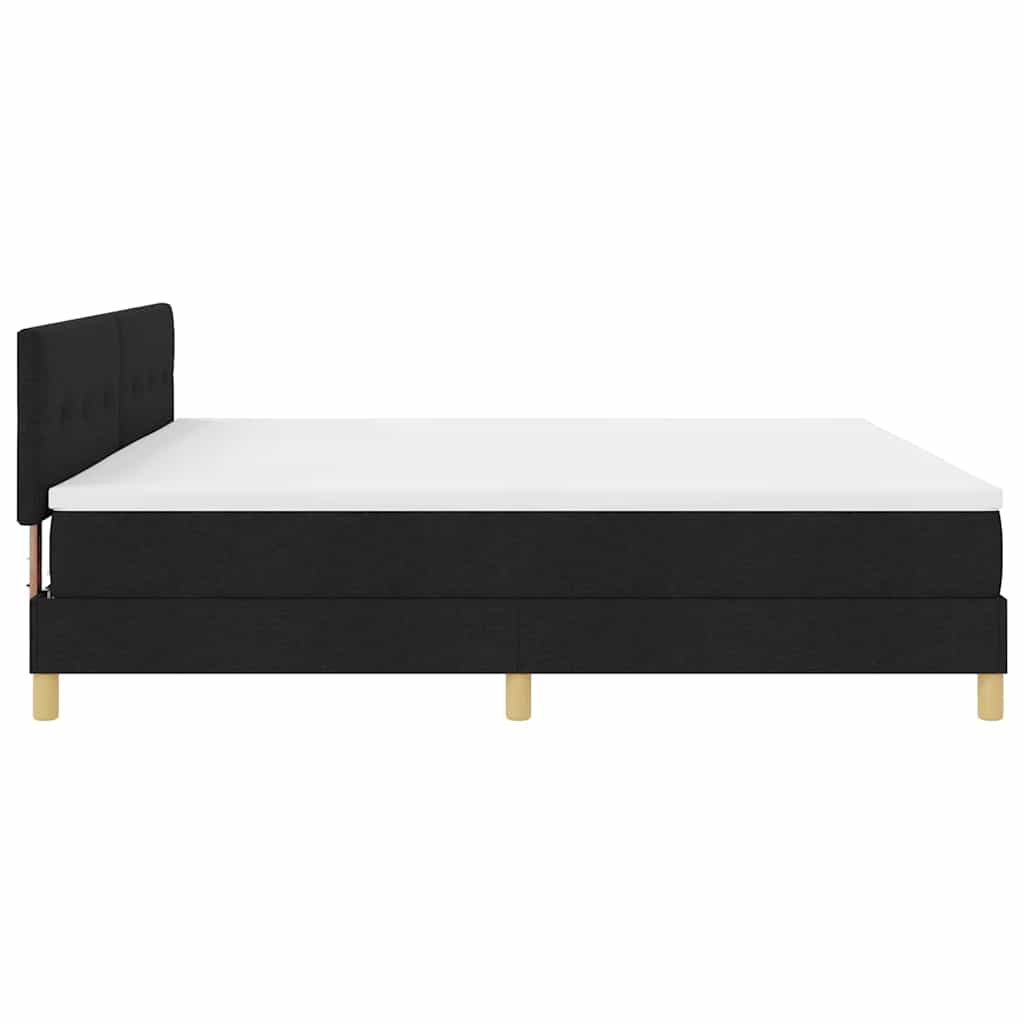 LED Boxspringbett mit Kopfteil Schwarz 200 x 200 cm Stoff