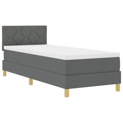 LED Boxspringbett mit Kissen Dunkelgrau 80 x 200 cm Stoff