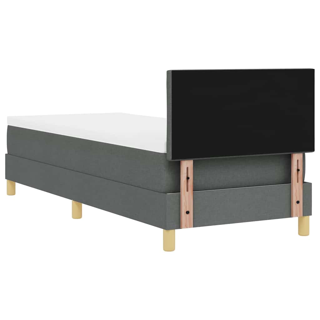 LED Boxspringbett mit Kissen Dunkelgrau 80 x 200 cm Stoff