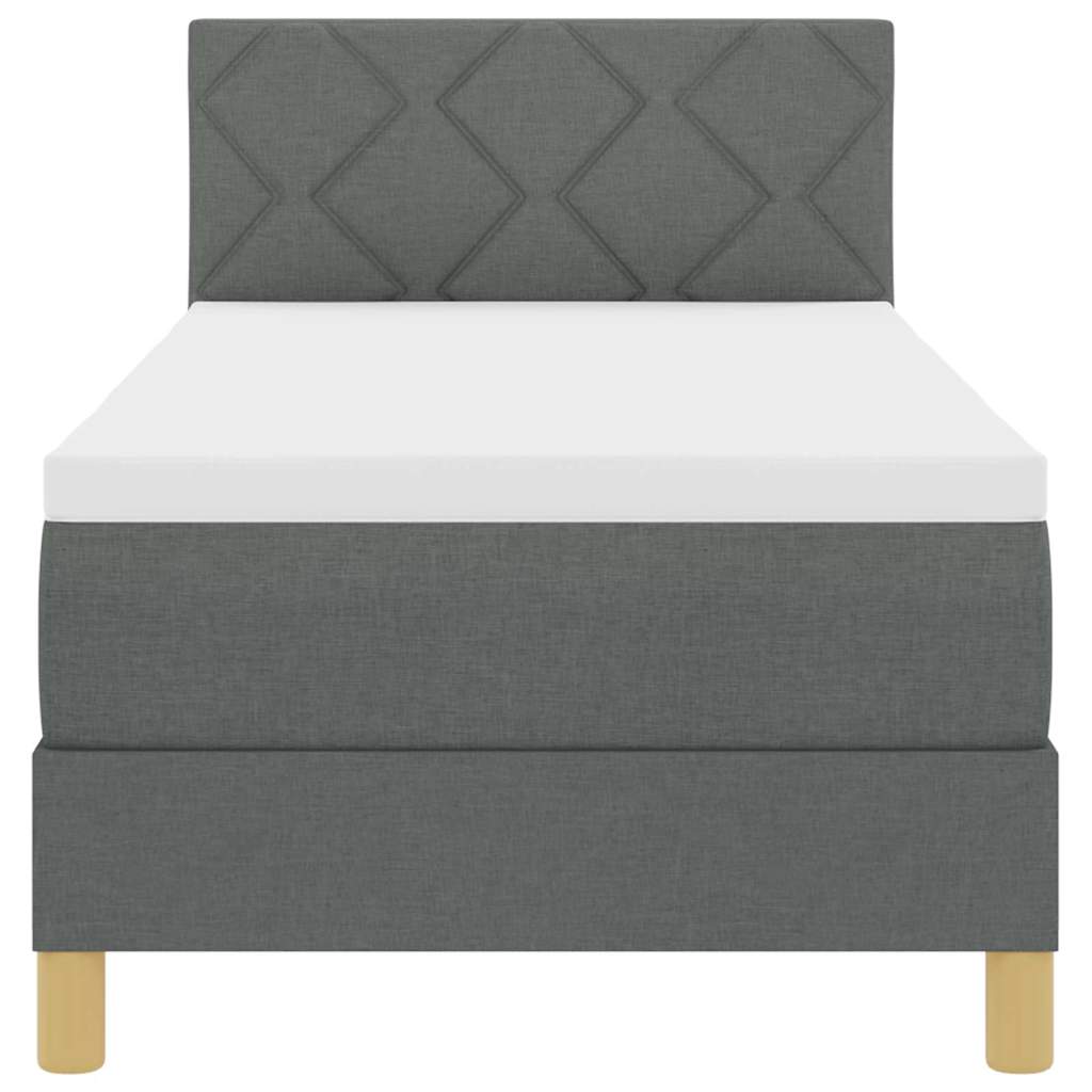 LED Boxspringbett mit Kissen Dunkelgrau 80 x 200 cm Stoff