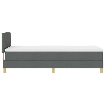 LED Boxspringbett mit Kissen Dunkelgrau 80 x 200 cm Stoff